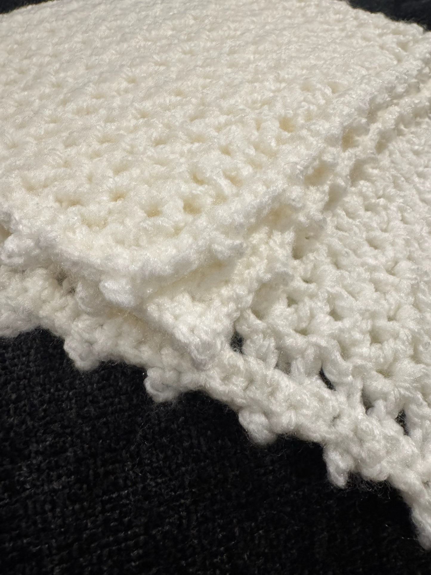 White Crocheted Square Blanket