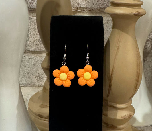 Orange Flower Earrings