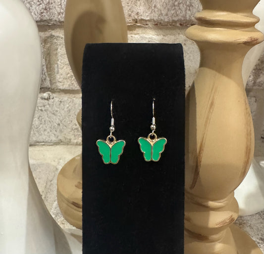 Green Butterfly Earrings