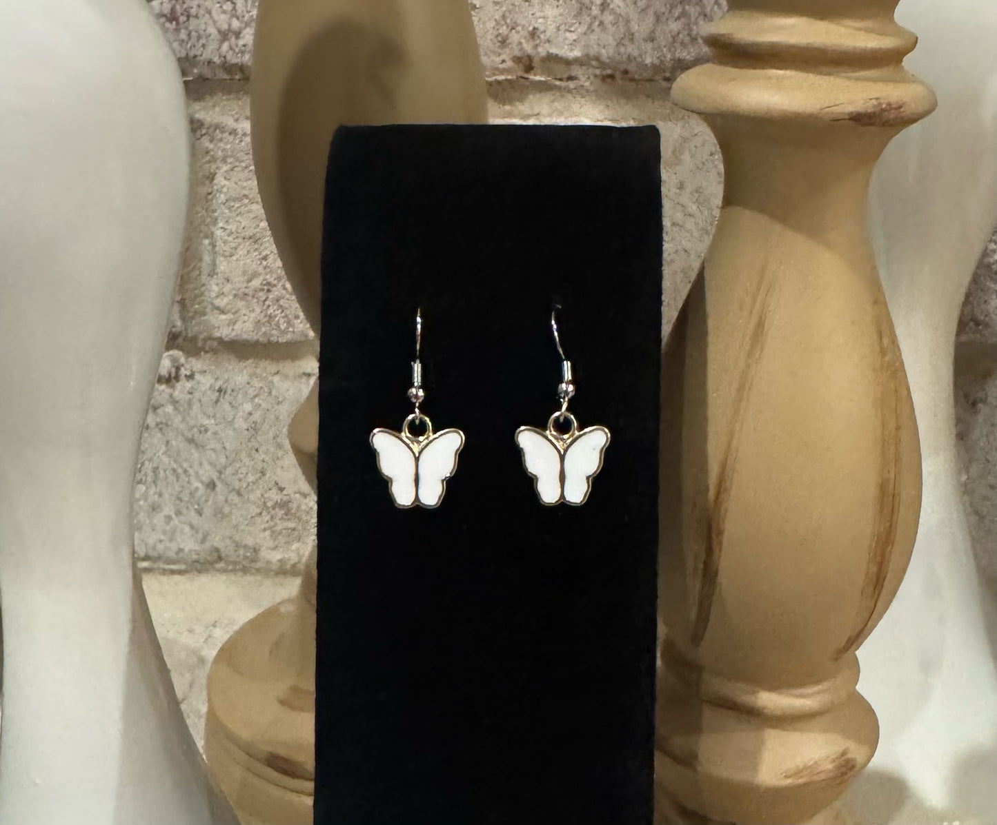 White Butterfly Earrings