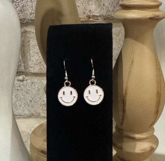 White Smiley Earrings