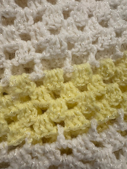 White & Yellow Crocheted Square Blanket