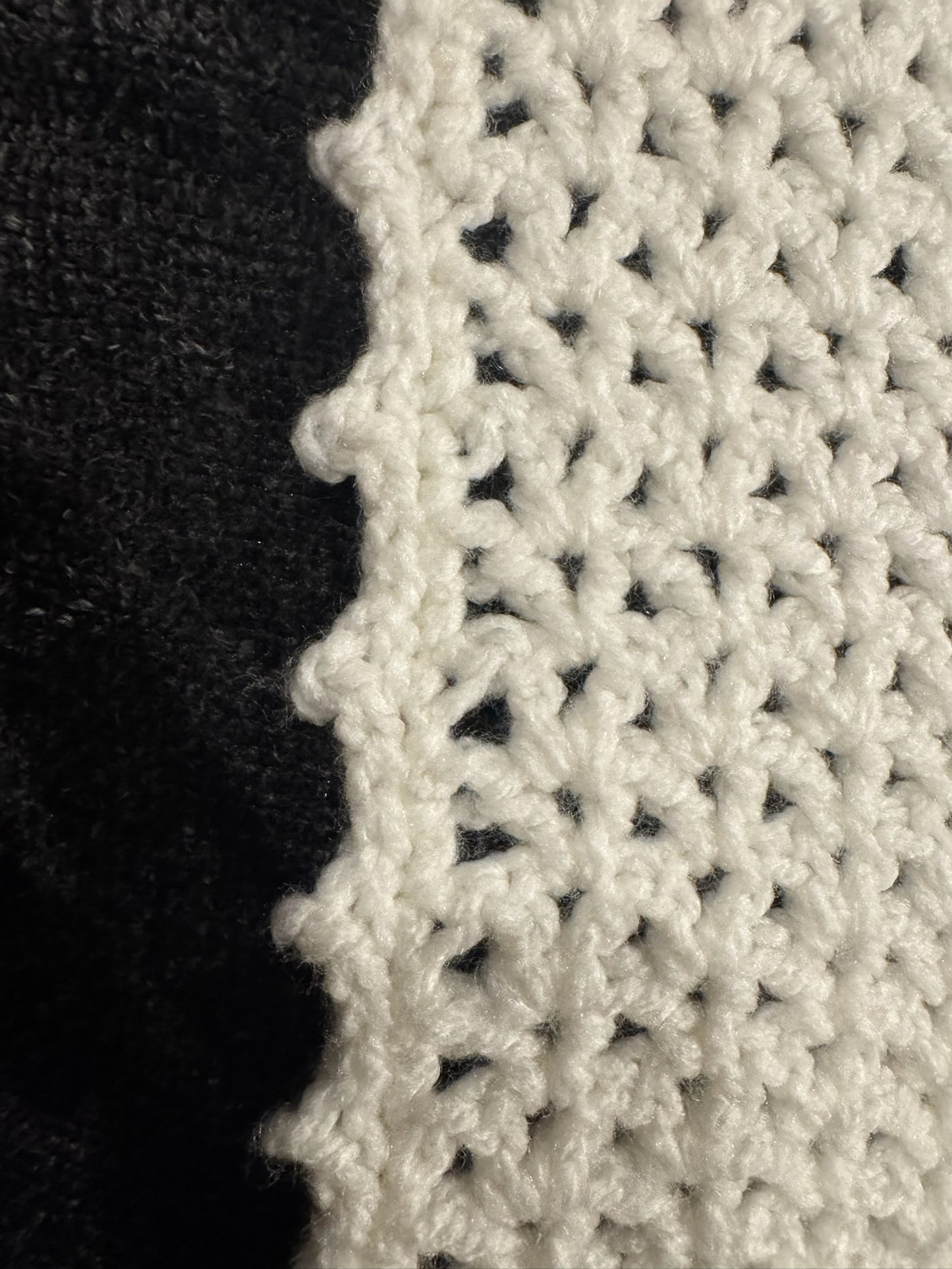 White Crocheted Square Blanket