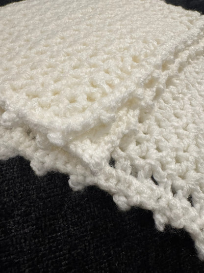 White Crocheted Square Blanket