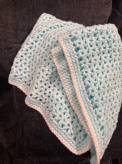Blue & White Crocheted Blanket