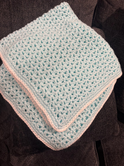 Blue & White Crocheted Blanket