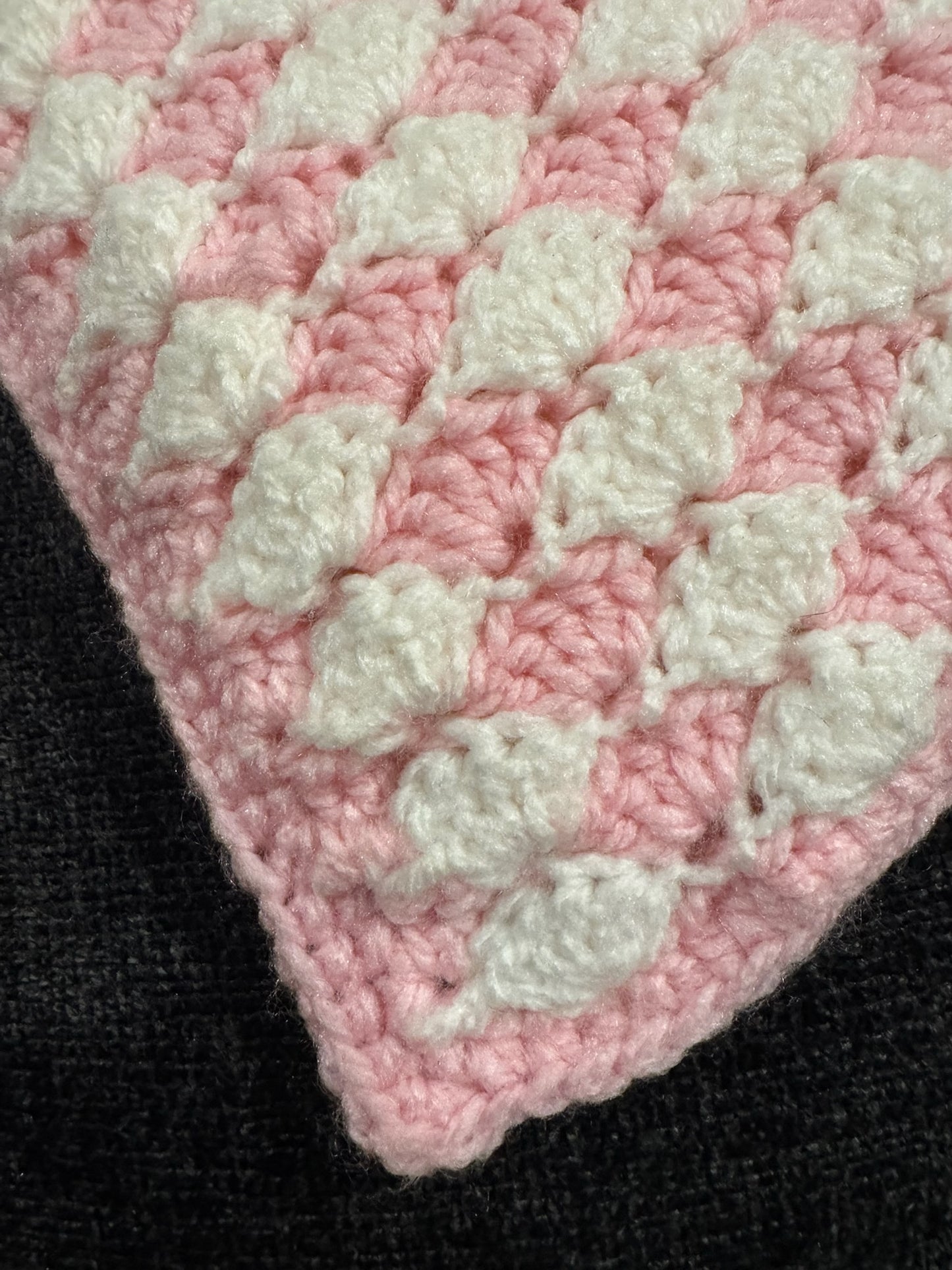 Pink & White Shell-Stitch Crocheted Blanket